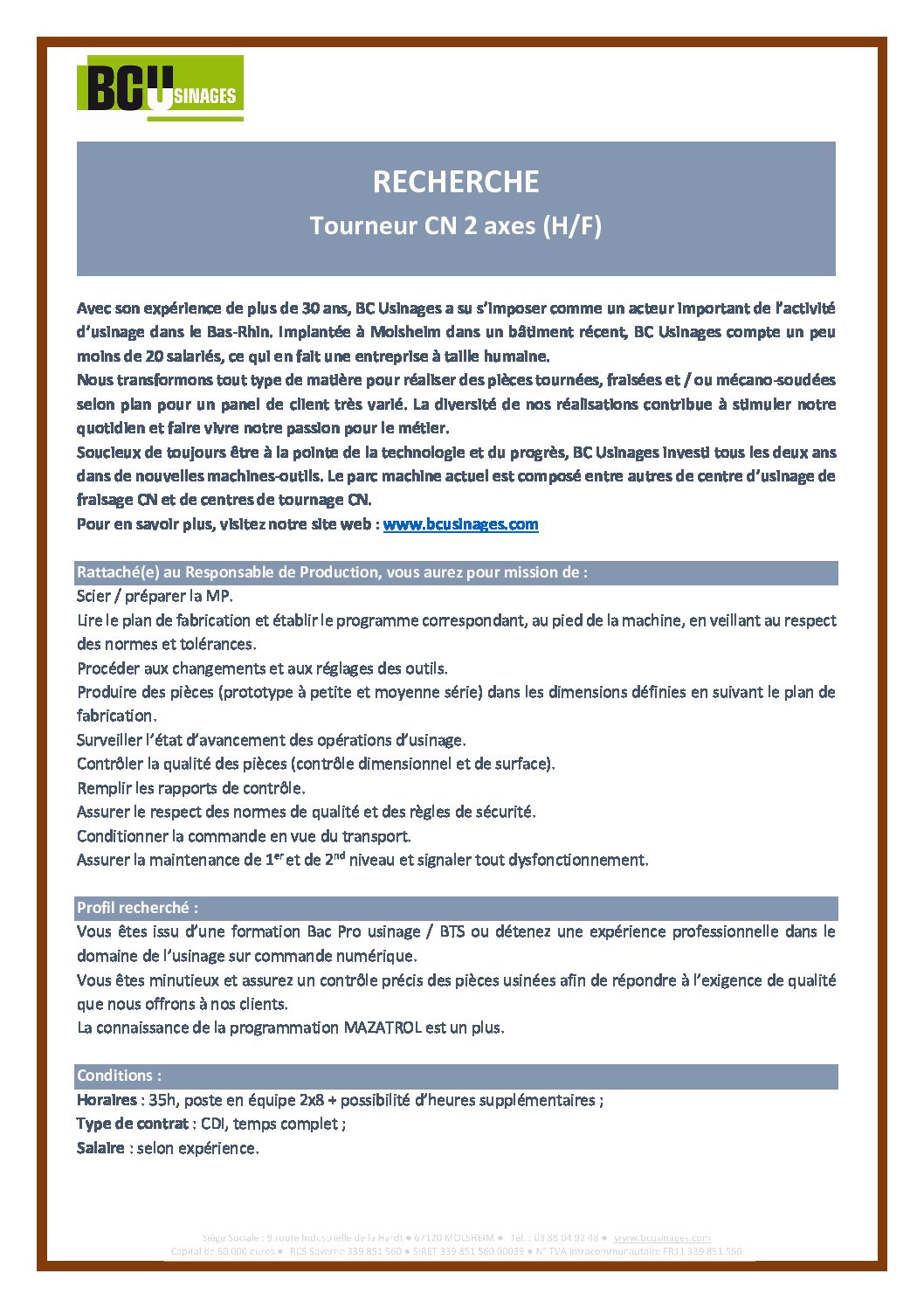 2021.02 - Annonce Fraiseur 3 axes sur CN (H/F)